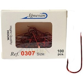Resim İğnesan 0307 Serisi Kırmızı Çapraz 100lü Paket Olta İğnesi - No-9 