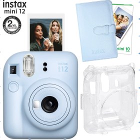 Resim Instax Mini 12 Mavi Fotoğraf Makinesi-10'lu Film-Laporta Albüm ve Şeffaf Kılıf Seti 