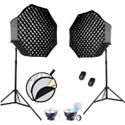 Resim Gdx HD-200W Video LED + BW-120 Gridli Softbox 2'li Sürekli LED Işık Seti 