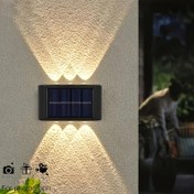 Resim 2 Adet LED Güneş Enerjili Duvar Lambası, Üst ve Alt Aydınlatma, Bahçe, Garaj, Havuz, Teras için Akıllı Solar Çit Işıkları 