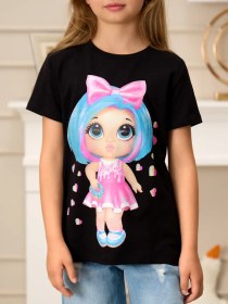 Resim Juno Kız Çocuk Futbol Tişörtü, Çocuk İçin Pamuklu 65391932 Siyah 