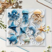 Resim Ocean Life Silikon Kalıp Seti, Deniz Yaratıkları Şekilleri, Fırın, Reçine, DIY El Sanatları için - Kaplumbağalar, Yıldız Balıkları, Yunuslar, Ahtapotlar, Kalamarlar - Yüksek ve Düşük Sıcaklığa Dayanıklı, Düzensiz Ürün Tasarımı 