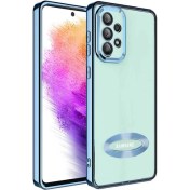 Resim M.TK Moveteck Samsung Galaxy A13 Kılıf Kamera Lens Korumalı Yazı ve Logo Gösterir Parlak Halkalı Şeffaf 