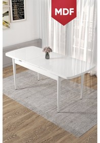 Resim Canisa Kor Serisi, 70x114 Açılabilir Beyaz Yemek Odası Masası Masa Beyaz 