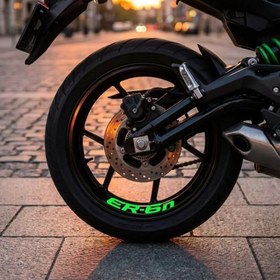 Resim Kawasaki ER-6n Jant Stickerı: İç Kenar Dekal Seti (8 Adet) | Sticker Master - Yeşil 