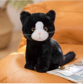 Resim Kedi Peluş Oyuncak Çocuklar İçin Hediye 26 Cm Siyah - Beyaz 