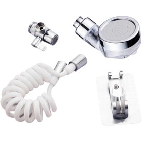 Resim Buffer 2 In 1 Spiral Hortumlu Ayarlanabilir Hareketli Banyo Mutfak Lavabo Musluk Duş Başlığı 
