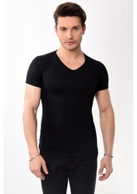 Resim V Yaka Basic Slim Fit Erkek Tişört T-Shirt 10 Renk 