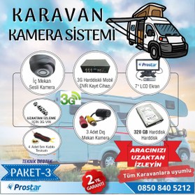 Resim ProstarTeknoloji Uzaktan Takipli Karavan Kamera Sistemi Seti Kayıtlı Harddiskli 320 Gb Dahil 4 Kameralı Ekranlı 