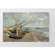 Resim Deniz Çerçeve Kayıklar Sahilde Tablosu-Çerçevesiz - 50 x 70 cm 