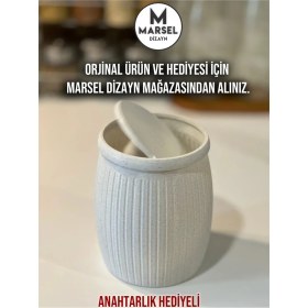 Resim Marsel Dizayn Çöp Kutusu V3 Masaüstü - Mutfak - Banyo - Açılır Kapanır - Mermer Beyazı - 15CM 