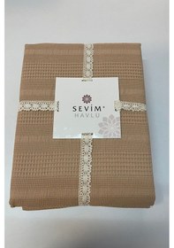 Resim Tek Kişilik Waffle Pike 160x230cm, %100 Pamuk, Petek Tasarım, Bej Bej 