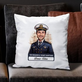 Resim Karikatürlü En Başarılı Erkek Gemi Kaptanı Yastık 