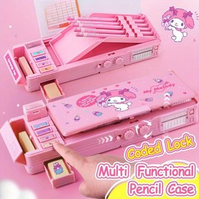 Resim Sanrio Multi-Purpose Stationery Case Melody Pencil Holder High Capacity Combination Lock Student Supplies New Semester Present 