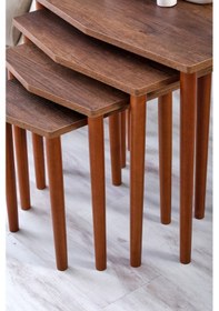 Resim Faymend Karaca 4lü Zigon Sehpa - Servis Sehpa - Yan Sehpa - Ceviz Ceviz 