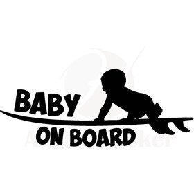 Resim Ruselland Arabada Bebek Var Sticker 10 x 4 cm 