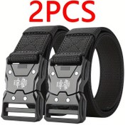 Resim 2 Adet Siyah Kumaş Kemer - Plastik Tokalı, Nefes Alabilir ve Dayanıklı | Erkekler için Koşu Bel Desteği | Ayarlanabilir Boyutlu | Outdoor Spor ve İş İçin Rahat | İdeal Hediye 