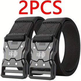 Resim 2 Adet Siyah Kumaş Kemer - Plastik Tokalı, Nefes Alabilir ve Dayanıklı | Erkekler için Koşu Bel Desteği | Ayarlanabilir Boyutlu | Outdoor Spor ve İş İçin Rahat | İdeal Hediye 