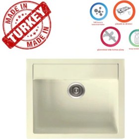 Resim Gradde Krem 51 x 56 Tek Goz Granıt Eviye 