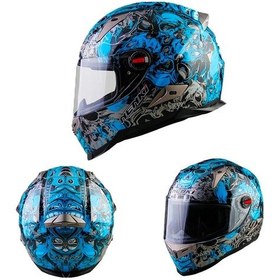 Resim Nenkı Renkli Grafik Full Face Kask Mavi 