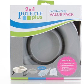 Resim Potette Plus Portatif Katlanabilir Bebek Lazımlık ve Tuvalet Adaptörü Combo Paket 