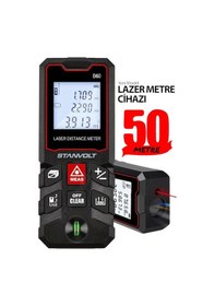 Resim 50 Metre Yüksek Hassasiyet Lazer Metre Ölçer Lcd Dijital Ekran Su Terazili Lazermetre 