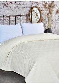 Resim Komfort Home Çift Kişilik Dama Desen %100 Pamuk Pike / Krem 