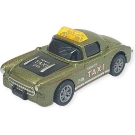 Resim Çek Bırak Metal Küçük Arabalar 8 cm - SH40031 - Haki Taxi 