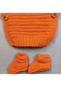 Resim Uretti - Talia 8659 2067 El Örgüsü Erkek Çocuk Kiremit Rengi Süveter - Patik Set - 12-18 Ay 