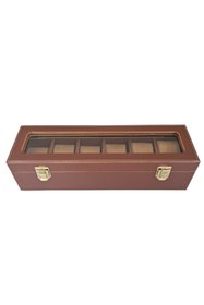 Resim ÖZER KUTU Deri Lüx 6 Lı Saat Çantası,kutusu Kilitli (CAMLI) (TABA) 
