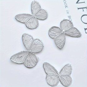 Resim 20 adet/10 adet Nakış Kelebek Tül Yama Kitleri, Kendin Yap Ütüyle Yapıştırma/Dikişli Kumaş Aplikleri, Çok Renkli Kanvas Seti, El Sanatları, Cadılar Bayramı, Noel, Yılbaşı Süslemeleri için 