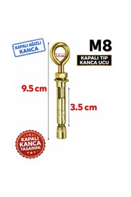 Resim DESIPHON Kancalı Çelik Dübel M8 Kapalı Ağız Salıncak Boks Torbası Avize Tavan Asma Aparatı 