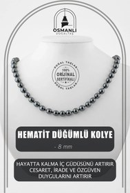 Resim OSMANLI DOĞAL TAŞ Hematit 8 Mm Düğümlü Doğal Taş Kolye 