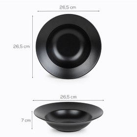 Resim Porsima 0220-1 Delta Büyük Boy Seramik Makarna Tabağı Siyah 26.5cm 