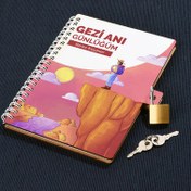 Resim Erkeğe Hediye Seyahat Günlüğü Kilitli Defter 