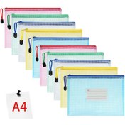 Resim Pvc Fermuarlı Klasör, Kozmetik, Ofis Malzemeleri, Seyahat Aksesuarları İçin Fermuarlı Ve Etiketli Cepli 10 Adet A4 Belge Çantası 