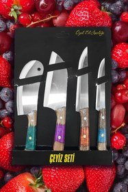 Resim bha Yatağan Çeyiz Seti 4'lü Salata Soğan Sebze Bıçağı Satır Günlük Kullanım Bıçak Set–Karışık Renk 