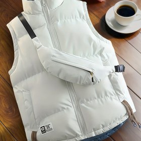 Resim Erkekler için Çıkarılabilir Yelekli Ters Çevrilebilir Kışlık Ceket - Tam Fermuarlı Mont, Dik Yaka & Yelek, Zeytin Yeşili/Siyah, Omuz Cebi - Kayak, Bisiklet, Dış Aktiviteler için - Elde Yıkanabilir 