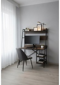Resim Modern Raflı Çalışma Masası 60x150 - Bilgisayar Ofis Ders Masası Oyuncu Masası Metal Siyah 