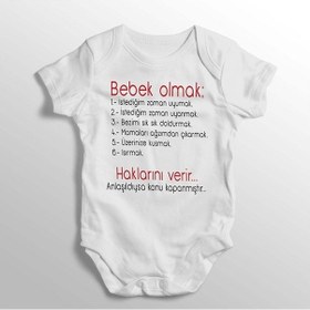 Resim İmaj Tuğbababy Bebek Olmak Bebek Hakları Yazılı Baskılı Bebek Zıbını Beyaz 