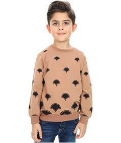 Resim Toontoy Kids Toontoy Erkek Çocuk Relax Fit Bisiklet Yaka Baskılı Sweatshirt - 2 İplik Kahverengi 