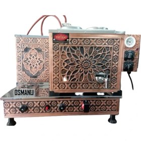 Resim Tiryaki 2 Demlikli Ce Belgeli Tam Otomatik Bakır Çay Kazanı Çay Ocağı Çay Makinesi Semaver 
