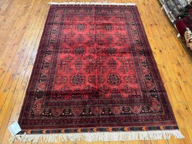 Resim Dark Red Hand-Knotted Natural Carpet 5x6.5ft 