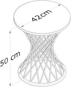 Resim Puklife Tekli Hasır Yan Sehpa, Gümüş Ayak Füme Ayna 