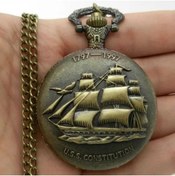 Resim keyfimshop Kişiye Özel Retro Gemi Kabartmalı Quartz Köstekli Saat 