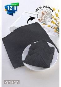 Resim 12'li Mini Havlu - 26x26 Cm, %100 Pamuk, Bebek Ve Çocuklar İçin, Yüz Havlusu Olarak Kullanıma Uygun Siyah 