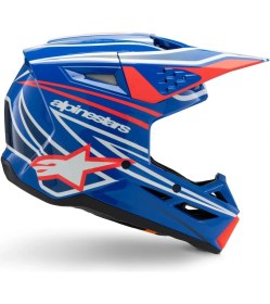 Resim Alpinestars Sm3 Youth Wurx Off-Road Çocuk Genç Motosiklet Kaskı Mavi Beyaz Kırmızı 