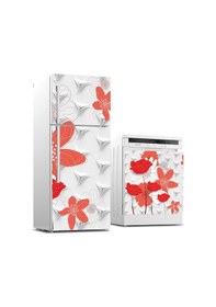 Resim Buzdolabı Ve Bulaşık Makinası Beyaz Eşya Sticker Kaplama 3d Dekor Çiçek 