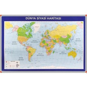 Resim Dünya Siyasi Haritası Alüminyum Çerçeve Standart 