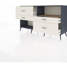 Resim Hyperion Konsol Tek Raflı 4 Çekmeceli 176x44x99 Antrasit-çam/ayt Antrasit-çam/aytaşı 